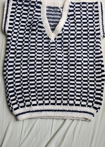 Beyaz Dantelli Kız Örgü Süveter - Görsel 10