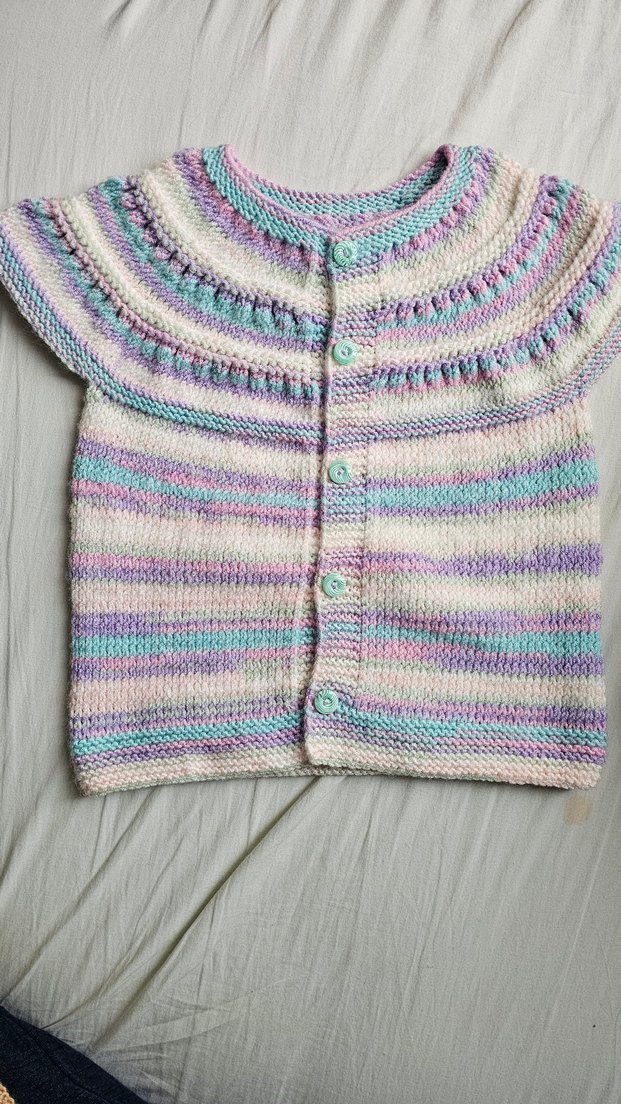 Beyaz Dantelli Kız Örgü Süveter - Görsel 3