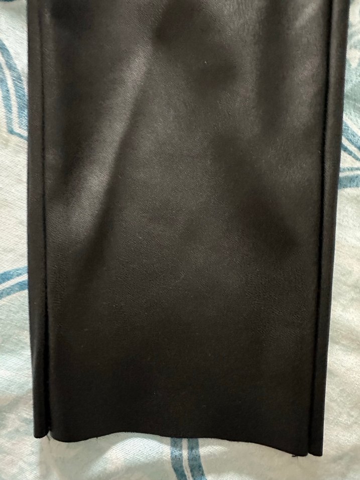 Kadın Siyah Deri Midi Kumaş Pantolon - Görsel 4