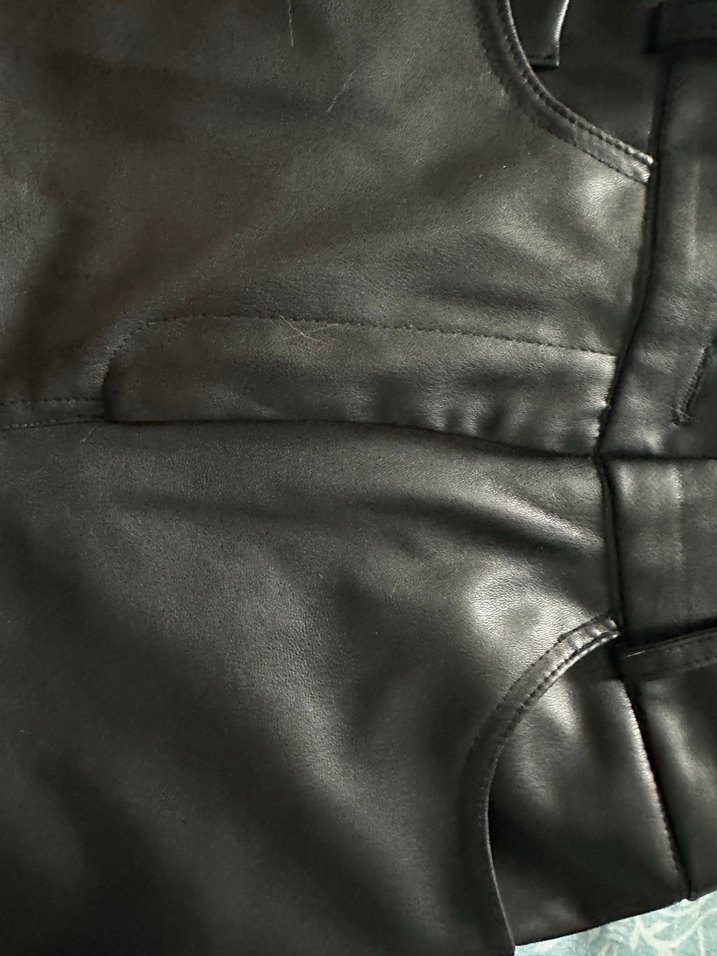 Kadın Siyah Deri Midi Kumaş Pantolon - Görsel 3