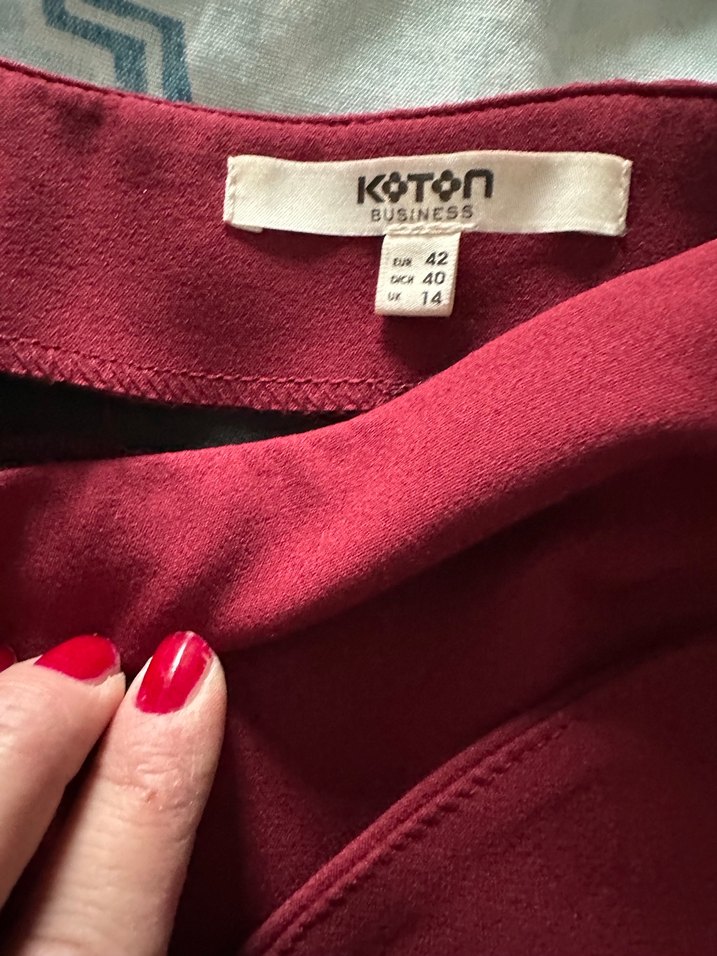 Bordo Drapeli Midi Mini Etek - Görsel 3