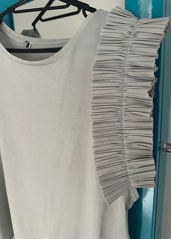 Gri Keten Kolsuz Hamile Bluzu - Görsel 2