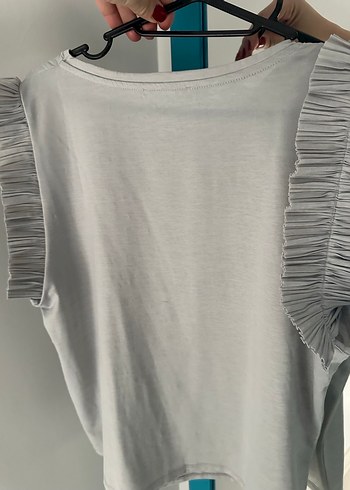 Gri Keten Kolsuz Hamile Bluzu - Görsel 3