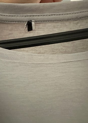 Gri Keten Kolsuz Hamile Bluzu - Görsel 4