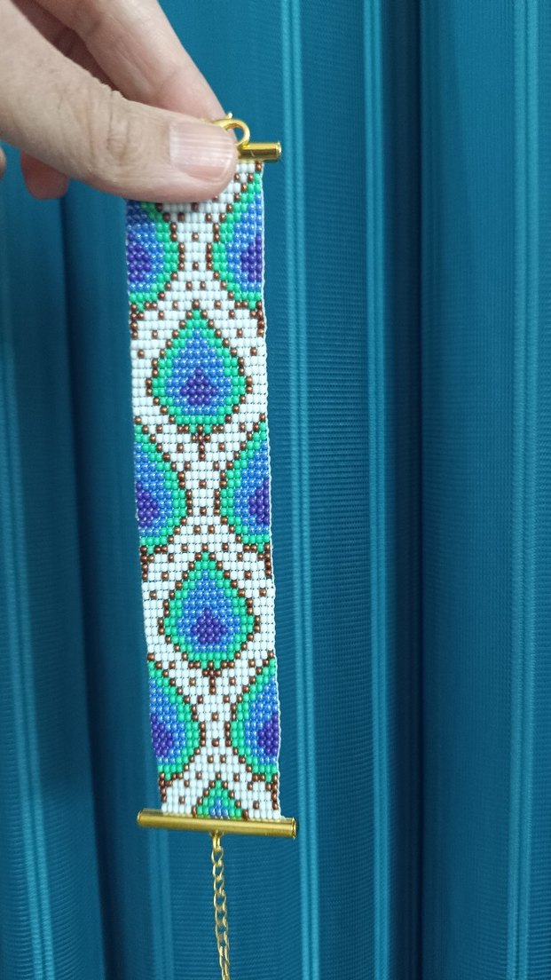 Renkli Bohem Tavuskuşu Tüyü Desenli Bileklik - Görsel 2