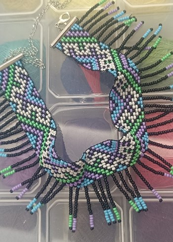 Etnik Desenli Renkli Boncuklu Kolye - Görsel 4