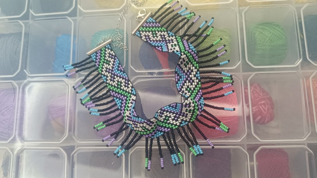 Etnik Desenli Renkli Boncuklu Kolye - Görsel 4