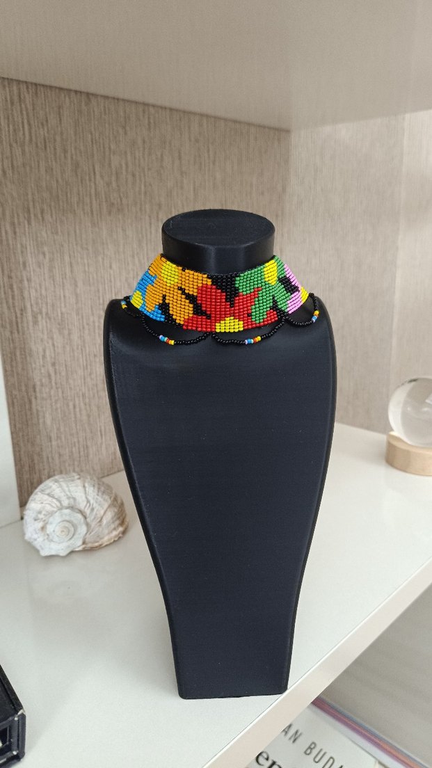 Rengarenk Çiçekli Kum Boncuk Choker Kolye - Görsel 4