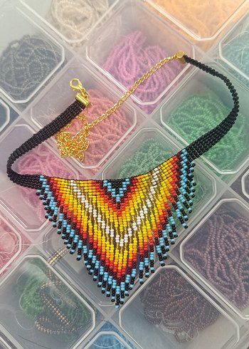 Alev desenli kum boncuk kolye - Görsel 3