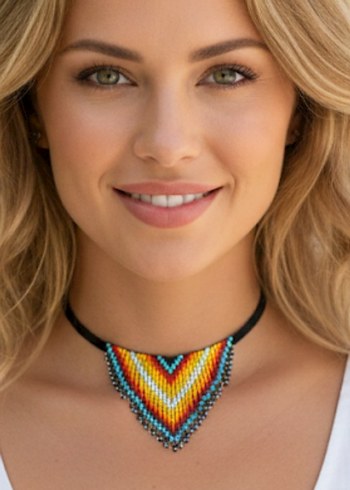 Alev desenli kum boncuk kolye - Görsel 2