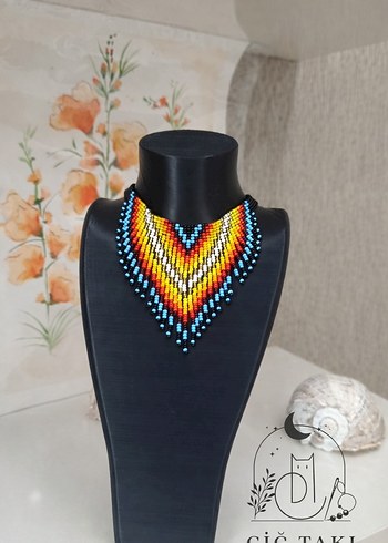 Alev desenli kum boncuk kolye - Görsel 4