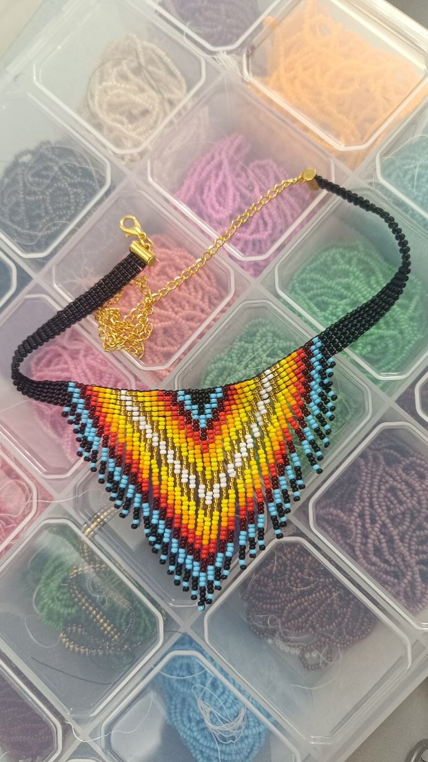 Alev desenli kum boncuk kolye - Görsel 3