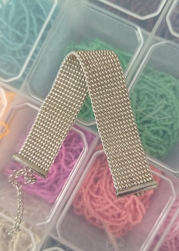 gümüş hasır görünümlü kum boncuk Bileklik - Görsel 3