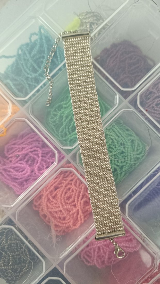 gümüş hasır görünümlü kum boncuk Bileklik - Görsel 5