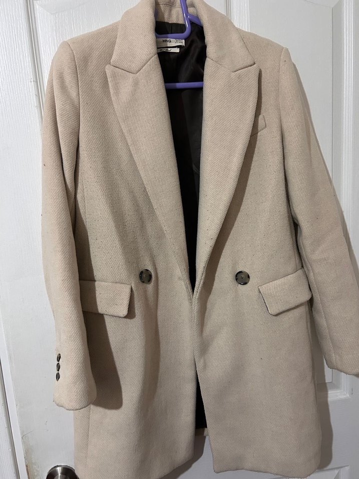 Mango Bej Blazer Kadın Kaban Ceket - Görsel 4