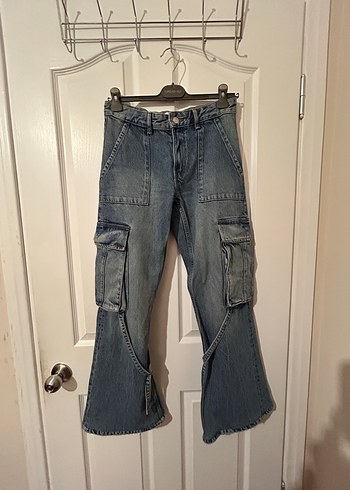 Zara Kargo Denim Jean Pantolon - Görsel 6