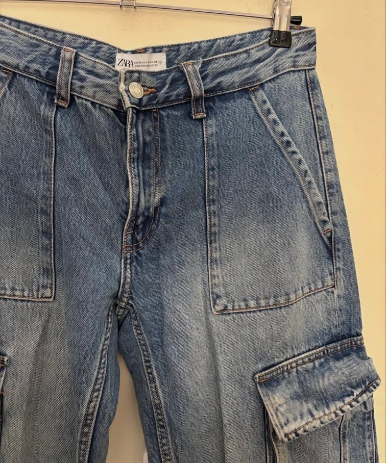 Zara Kargo Denim Jean Pantolon - Görsel 4