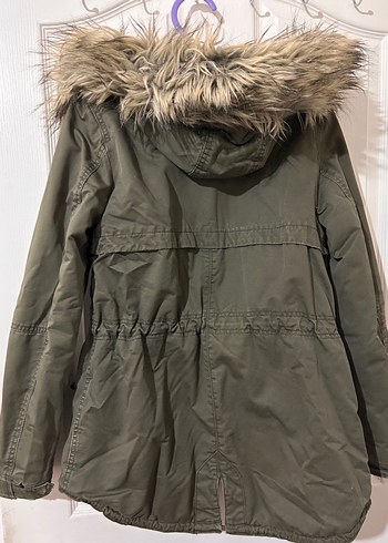 H&M Haki Kadın Suni Kürklü Kışlık Mont - Görsel 3