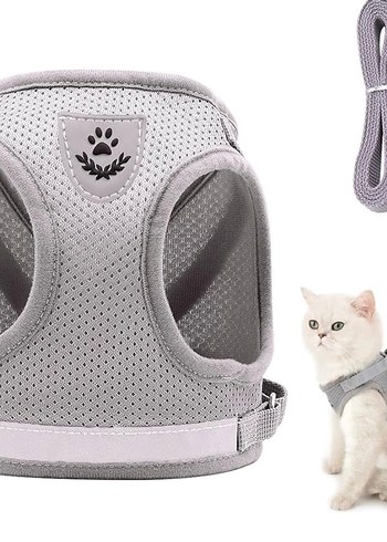 Reflektörlü Gri Kedi Köpek Göğüs Tasması - Görsel 6