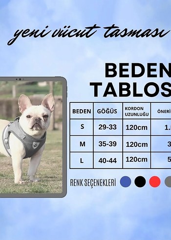 Reflektörlü Gri Kedi Köpek Göğüs Tasması - Görsel 4