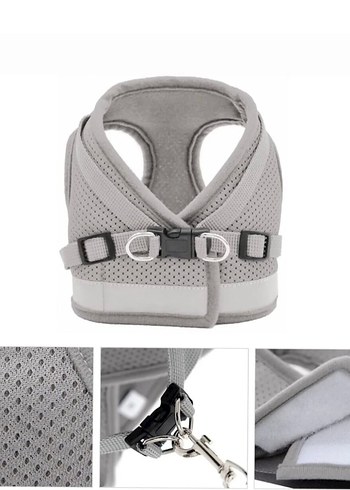 Reflektörlü Gri Kedi Köpek Göğüs Tasması - Görsel 8