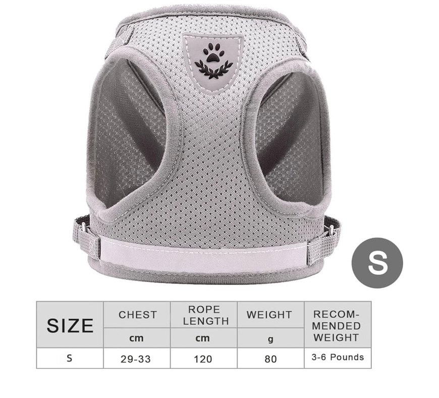 Reflektörlü Gri Kedi Köpek Göğüs Tasması - Görsel 2