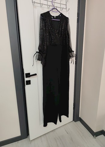 Uzun Siyah Gotik Kadın Tulum - Görsel 2