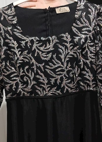 Dantel İşlemeli Siyah Uzun Elbise 38 beden - Görsel 3