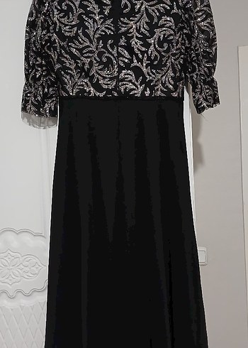Dantel İşlemeli Siyah Uzun Elbise 38 beden - Görsel 2