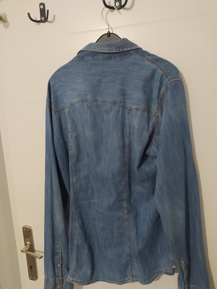 Düğmeli Mavi unisex Gömlek - Görsel 2