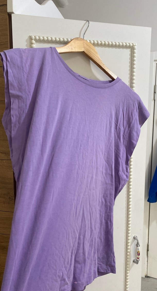 Mor Kısa Kollu Kadın Tişört - Görsel 2