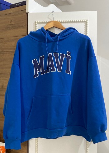 Mavi Kapüşonlu Kadın Sweatshirt - Görsel 2