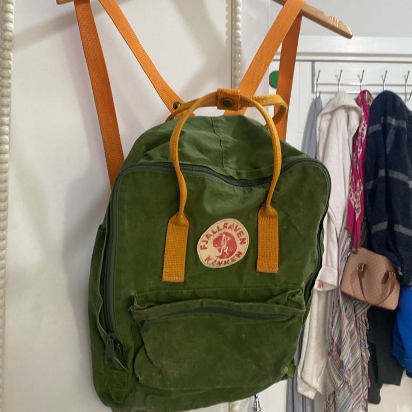 Yeşil Süet Sırt Çantası, Tokalı, Baskılı - Görsel 3