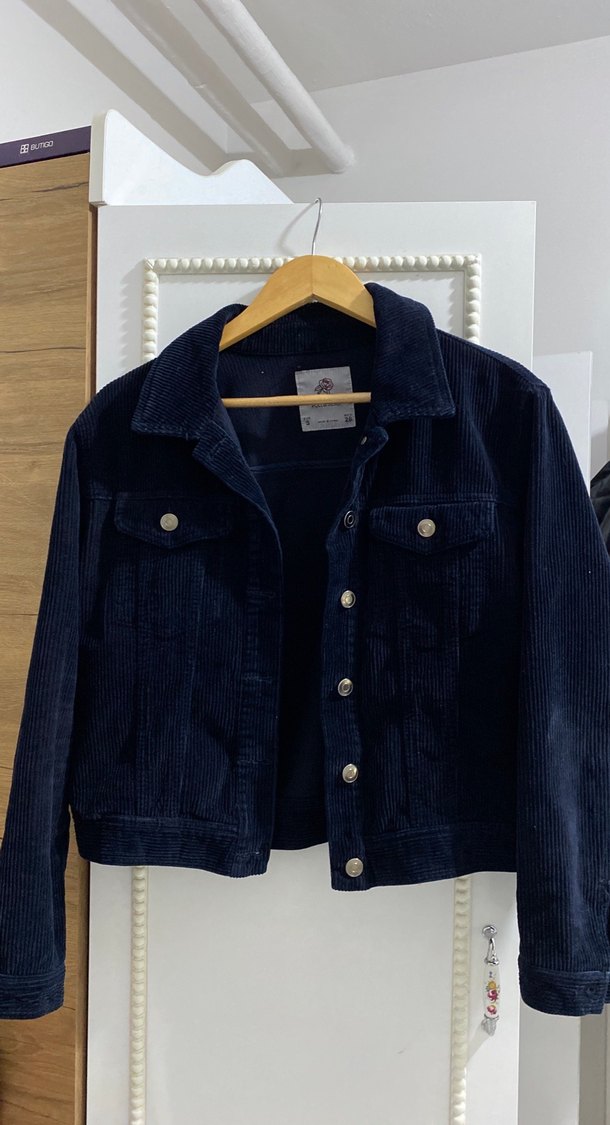 Düğmeli Kadın Mavi Denim Ceket - Görsel 5