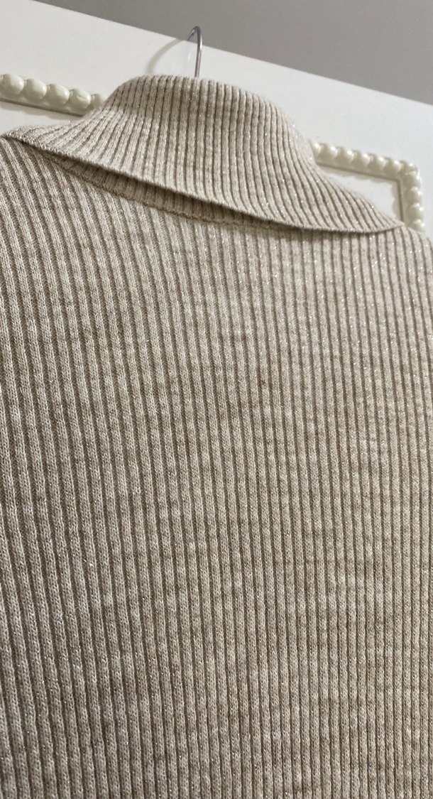 KOTON Bej Balıkçı Yaka Kadın Triko Kazak - Görsel 3
