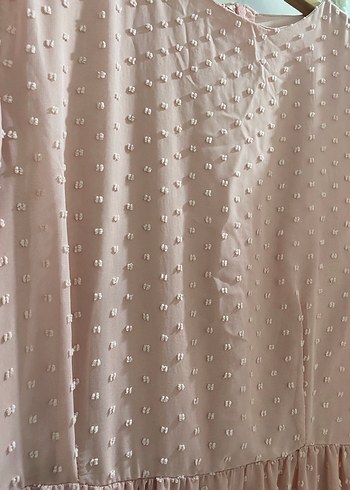 Pembe Uzun Bohem Elbise Volanlı - Görsel 2