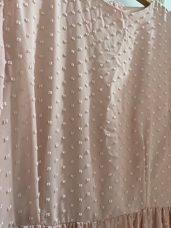 Pembe Uzun Bohem Elbise Volanlı - Görsel 2