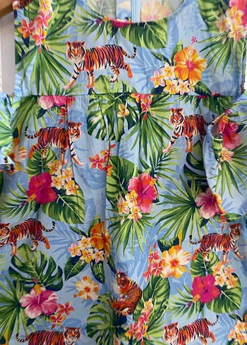 Renkli Çiçek Desenli Elbise - Görsel 4