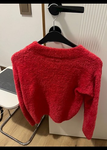 Kırmızı Örgü Kadın Kazak - Görsel 3