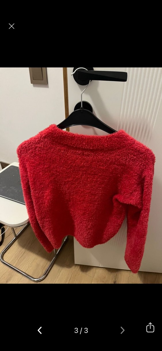 Kırmızı Örgü Kadın Kazak - Görsel 3