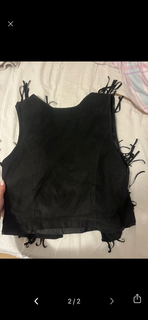 Siyah Straplez Fırfırlı Kadın Yelek - Görsel 2