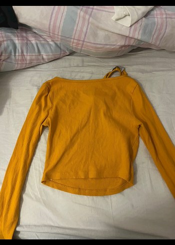 Sarı Uzun Kollu Kız Bluzu, Yüksek Yakalı - Görsel 2