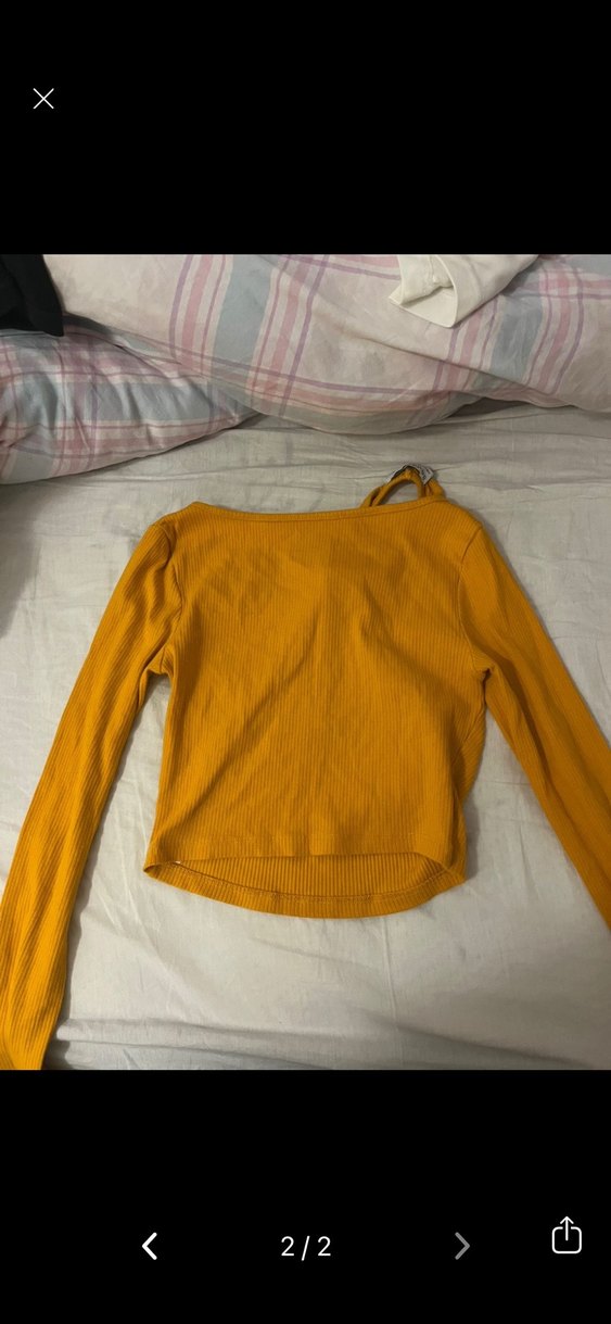 Sarı Uzun Kollu Kız Bluzu, Yüksek Yakalı - Görsel 2