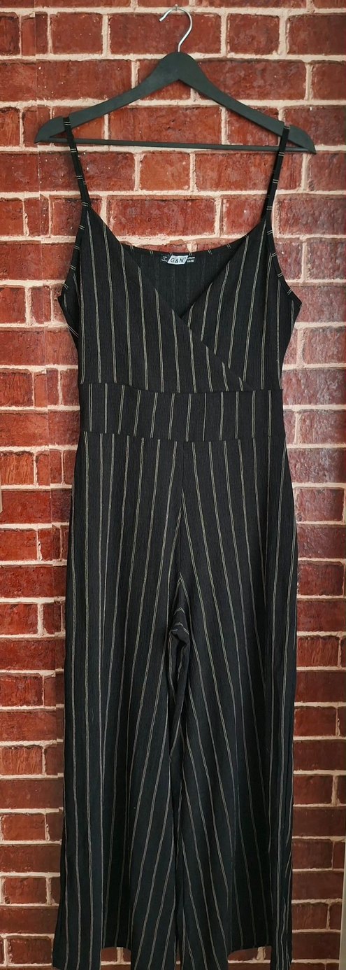 Çizgili Siyah Kadın Uzun Tulum - Görsel 2