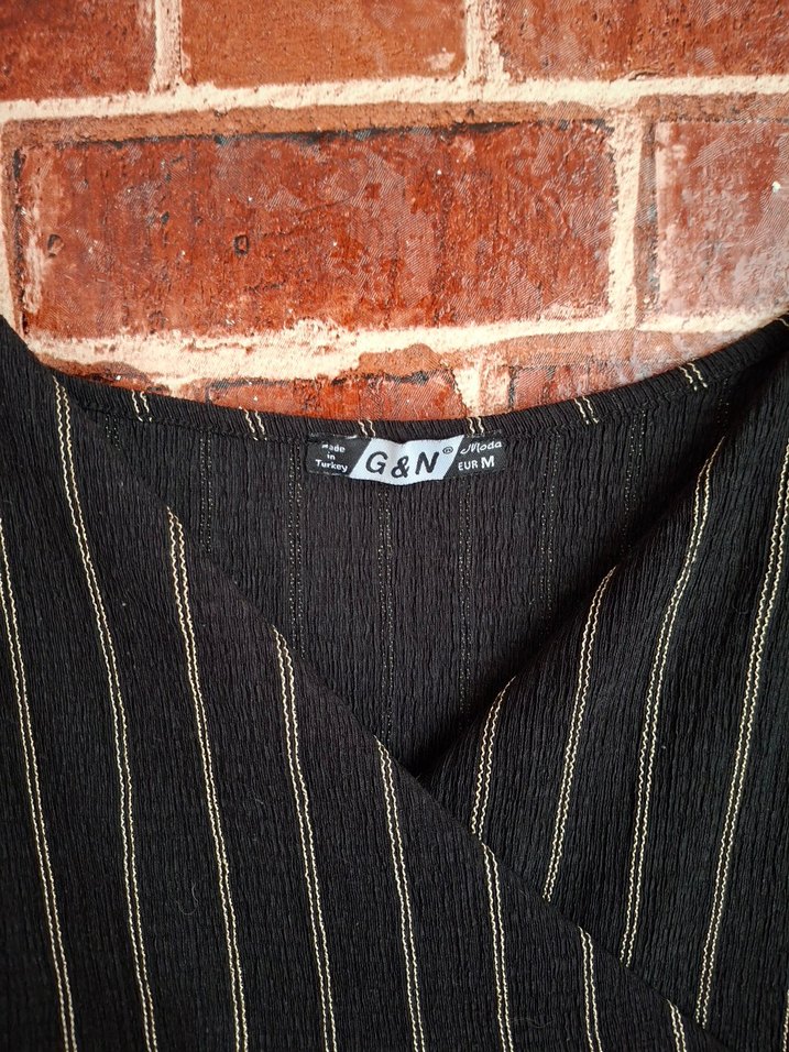 Çizgili Siyah Kadın Uzun Tulum - Görsel 3