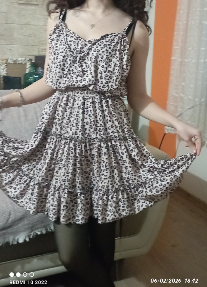 leopar desenli elbise - Görsel 2