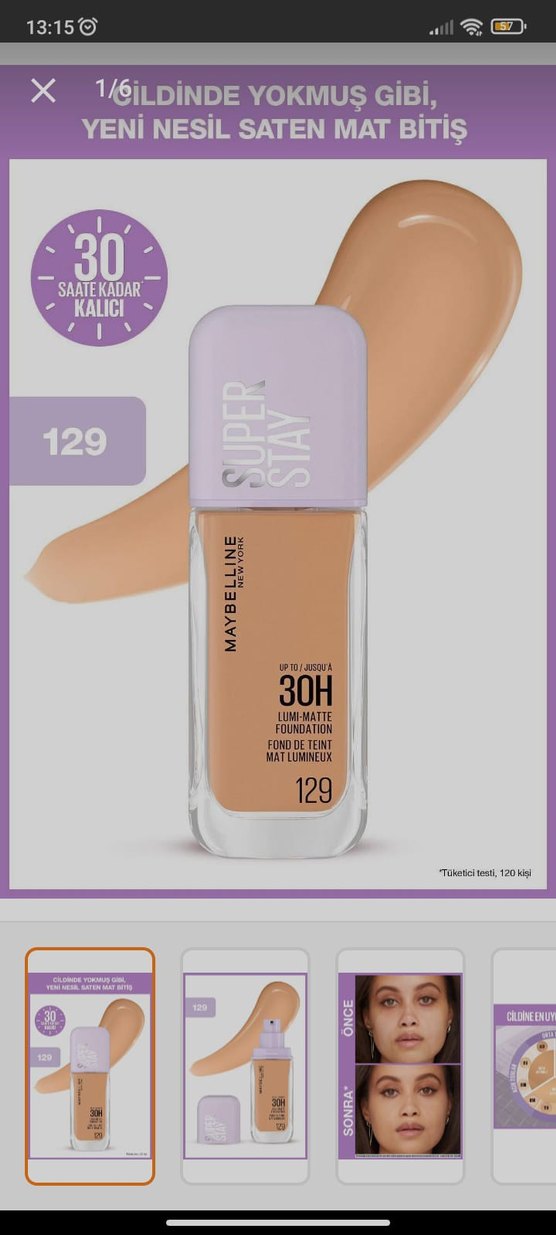 Maybelline 30H Mat Fondöten 129 Beige - Görsel 3