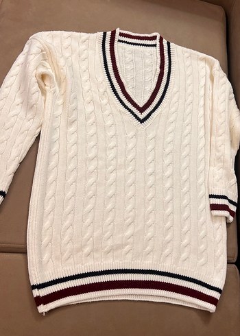 KOTON S/M/L V yaka triko OVERSİZE Ekru - Görsel 4