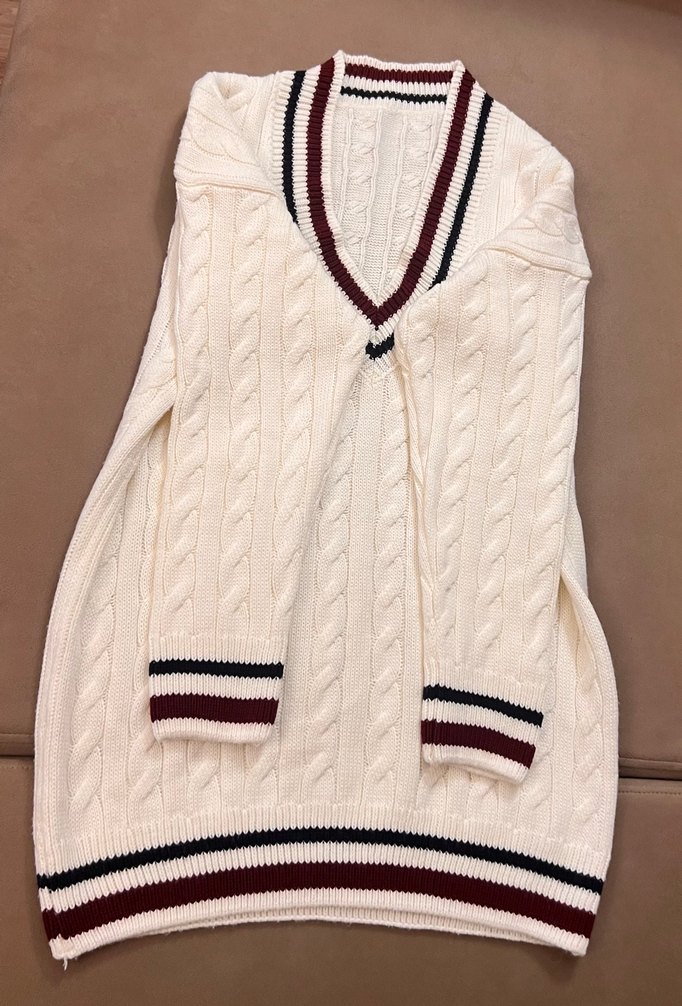 KOTON S/M/L V yaka triko OVERSİZE Ekru - Görsel 3