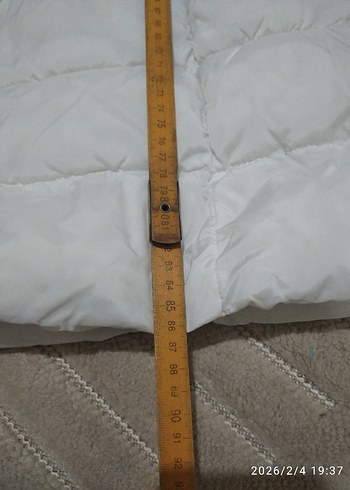 Beyaz Kemerli Midi Kadın Mont - Görsel 9